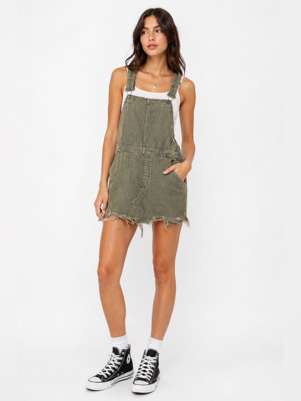 Free People 100% Cotton Green Romper Dress | Size 0